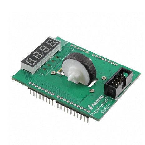 Placa de evaluación de sensor IQS624 con blindaje, módulo IQS624 y CT210