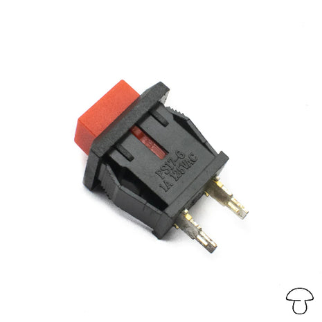 Interruptor pulsador, 3A 125VAC, pulsador, negro/rojo