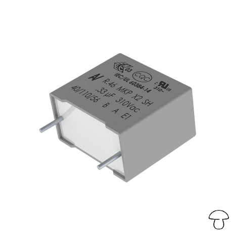 Safety Capacitor, 0.1 uF, 310 VAC, ± 10%, X2, Metallized PP, Radial Box - 2 Pin, Through Hole