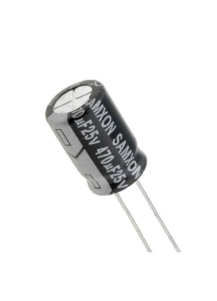 Condensador electrolítico radial, 470 µF 25 V, 10 x 20 mm